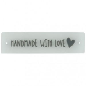 Label aus Silikon "Handmade with Love" Transparent mit Grau - 1 Stück von Balsløw