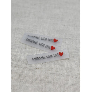 Label aus Silikon Handmade with Love Transparent mit Rot und Grau - 5 von Balsløw