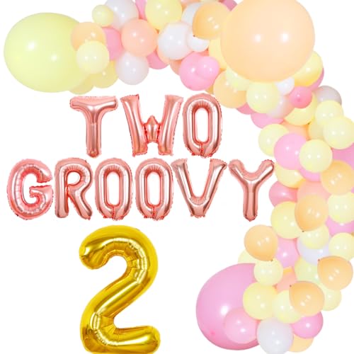 Two Groovy Daisy Party Decorations Balloon Garland Kit 2. Geburtstag Dekorationen für Mädchen Pastell Boho Two Groovy 2 Folienballons Flower Power Sunflower Daisy Balloon Dekoration für Gänseblümchen von Balterever