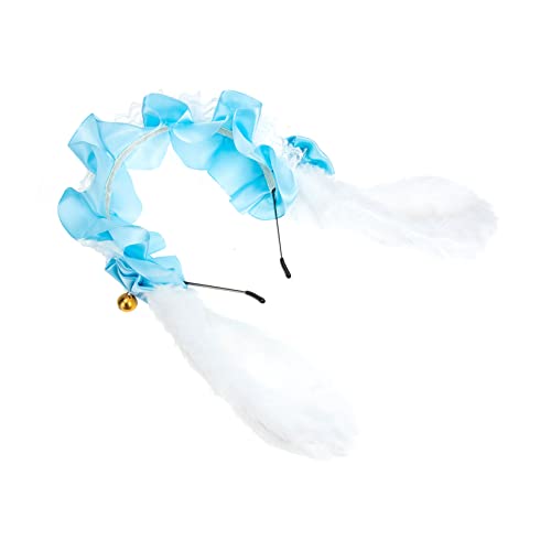 Baluue 1 Satz Hasenohr Stirnband Haarband mit Hasenohren Kinderkostüme mädchen outfits Kopfbedeckung mit Spitzenschleife Lolita-Haar-Accessoires Stirnband für Frauen Plüsch Blue von Baluue