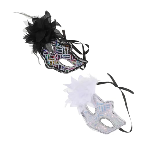 Baluue 2 Stück Damen Halbgesichts Masken mit Glänzenden Pailletten und Floralem Akzent Leichte Bequeme Augenmasken für Halloween Karneval Kostüm und Partyveranstaltungen Baluue 2 Stück Damen Halbgesichts Masken mit Glänzenden Pailletten und Floralem Akzent Leichte Bequeme Augenmasken für Halloween Karneval Kostüm und Partyveranstaltungen von Baluue