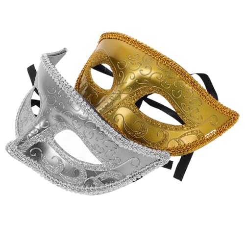 Baluue 2 Stück Halloween Party Halbgesichtsmaske aus Leichtem Kunststoff für Männer und Frauen Vielseitig Einsetzbare Realistische Masquerade Maske in Gold und Silber für Kostüm und Baluue 2 Stück Halloween Party Halbgesichtsmaske aus Leichtem Kunststoff für Männer und Frauen Vielseitig Einsetzbare Realistische Masquerade Maske in Gold und Silber für Kostüm und von Baluue