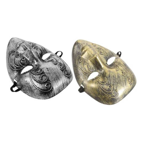 Baluue 2 Stück Teiliges Vintage Vollgesichtsmaske aus Atmungsaktivem Kunststoff Komfortabel und Angenehm für Maskenball Halloween und Themenpartys Venezianischer Retro-stil in Silber und Baluue 2 Stück Teiliges Vintage Vollgesichtsmaske aus Atmungsaktivem Kunststoff Komfortabel und Angenehm für Maskenball Halloween und Themenpartys Venezianischer Retro-stil in Silber und von Baluue