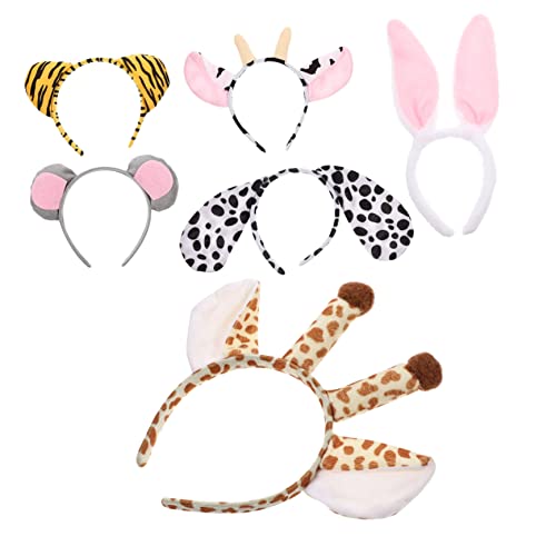 Baluue 6er Set Lustige Tierkopfband Haarreifen Für Und Erwachsene üsch Tierhaarschmuck Für Partys Kostüme Und Feiern Hund Giraffe Tiger Kuh Mit Hörnern Hase von Baluue