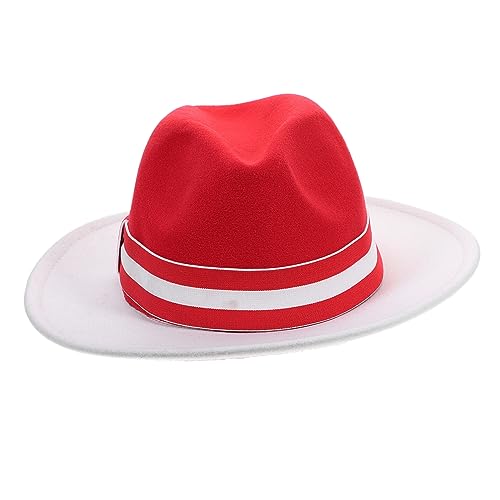Baluue Englischer Vintage Jazz Hut Weihnachtsmütze Rot Weiß Unisex Fedora Krempe für Damen Herren Party Kostüm Baluue Englischer Vintage Jazz Hut Weihnachtsmütze Rot Weiß Unisex Fedora Krempe für Damen Herren Party Kostüm von Baluue