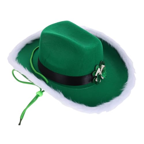 Baluue Grüne Beanie-mütze Mit Krawatte St Patrick Kostüm St. Patrick's Day Stirnband Cowgirl-hut Koboldhut St Patrick Tageshut Grüner Cowgirlhut St. Patrick's Day Kostüm Stoff Green von Baluue