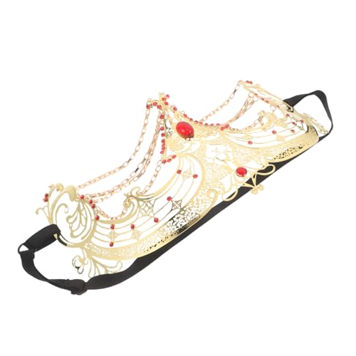 Baluue Halbgesichts Masquerade Maske mit Strass Goldfarbene Fransen und Kettenverzierung Leichter Druckfreier Sitz Elegantes Party und Halloween Accessoire für Damen Baluue Halbgesichts Masquerade Maske mit Strass Goldfarbene Fransen und Kettenverzierung Leichter Druckfreier Sitz Elegantes Party und Halloween Accessoire für Damen von Baluue