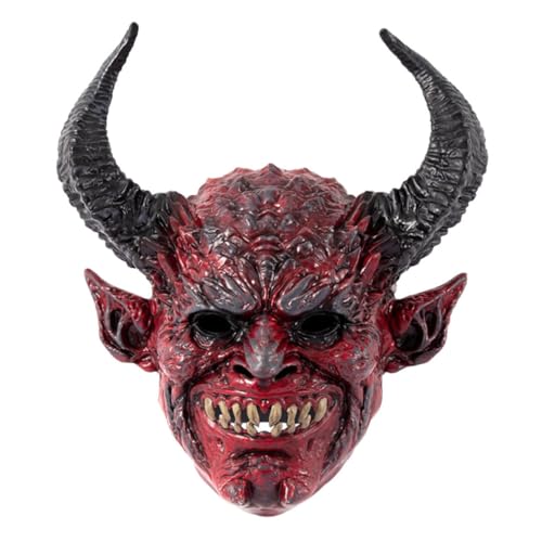 Baluue Rote Dämonen-halloween-maske aus Schaumstoff mit Auffälligen Teufelshörnern Gruseliges Cosplay-horror-gesicht für Maskerade und Halloween-partys Atmungsaktiv und Komfortabel Baluue Rote Dämonen-halloween-maske aus Schaumstoff mit Auffälligen Teufelshörnern Gruseliges Cosplay-horror-gesicht für Maskerade und Halloween-partys Atmungsaktiv und Komfortabel von Baluue
