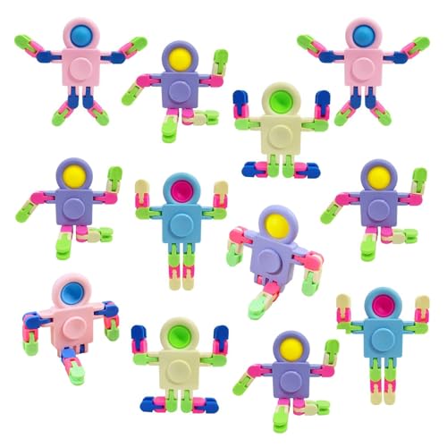 Bambebe 12PCS Roboter Fidget Toys für Kinder Erwachsene, Deformation Chain Transformator Fingertip Spielzeug, Badewannenspielzeug für Kinder, Baby Sensorik Spielzeug, Party Gunst(Zufällige Farbe) von Bambebe