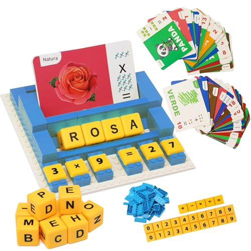 Bambebe 2 in 1 Montessori Buchstaben- und Zahlenspiele 64 Stück, Lernspielzeug für Kinder von 3-8 Jahren, entsprechendes Buchstabenspiel, Flash-Karten, Reisespiel für Kinder 3 Jahre (Italienisch) von Bambebe