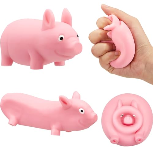 Bambebe 3 Stück Schweine Quetschspielzeug, Squishy Squeeze Spielzeug, Kreatives Dekompressions Rosa Schweinchen Spielzeug, Stressspielzeug Schwein, Anti Stress Spielzeug für Erwachsene und Kinder von Bambebe