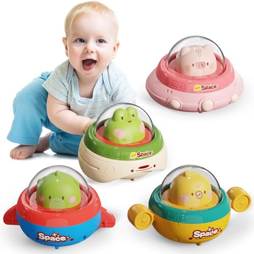 Bambebe Baby Auto Spielzeug ab 1 Jahr Junge, Aufziehaut Kleinkinder Spielzeug 1 Jahro, 4Pcs Press & Go Spielzeugautos für 1 2 3 Jahre Jungen von Bambebe