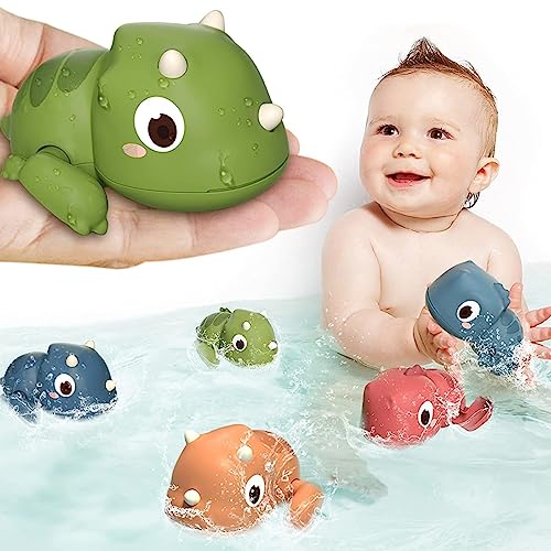 Bambebe Baby Badespielzeug für ab 1 2 3 Jahr, 6 Pack Dinosaurier Wasserspielzeug Kinder, Schwimmende Uhrwerk Pool Badespielzeug, Bath Toys Waterplay Badewannenspielzeug Kleinkinder Jungen Mädchen von Bambebe