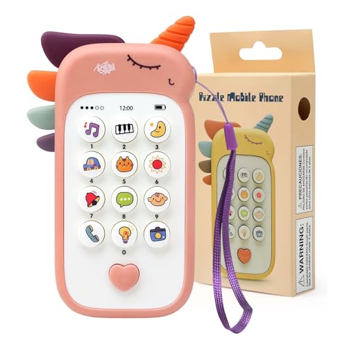 Bambebe Baby Handy Musikspielzeug ab 1 Jahr, Baby Spielzeug ab 1 Jahr, Spielhandy ab 6 9 Monate Baby, Spielzeughandy mit Musiklichten, Baby TelefonGeschenk für Mädchen und Jungen(Englische Version) von Bambebe