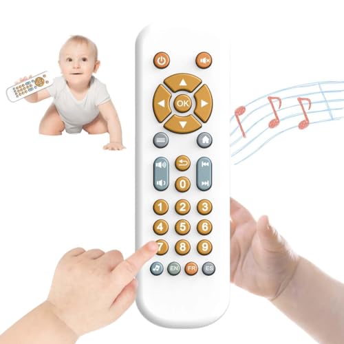 Bambebe Baby TV Fernbedienung Spielzeug mit Licht und Ton, Baby Musikalisches Realistisches Remote Spielzeug für Kleinkinder 6 9 12 18 Monaten, Frühes Pädagogisches Musikspielzeug mit 3-Sprache von Bambebe