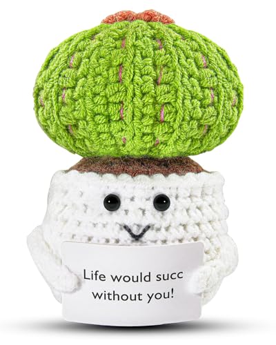 Bambebe Positive Doll Kaktus, Mini-Plüsch Figuren Lustige Positive Kartoffel Puppe, Mini Funny Positive Doll Kaktus Set, Kreative Strickwolle Pocket Hug Motivationsgeschenke von Bambebe