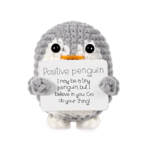 Bambebe Positive Doll Pinguin, Mini-Plüsch Figuren Lustige Positive Kartoffel Puppe, Mini Funny Positive Doll Pinguin, Kreative Strickwolle Pocket Hug Motivationsgeschenke von Bambebe