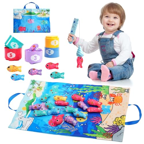 Bambebe Spielzeug ab 1 Jahr, Baby Spielzeug Angelspiel Montessori Spielzeug Für Kleinkinder ab 3 Jahre, Fische Angeln Spiel 2 Jahre Lernspiele Motorikspielzeug Kleine Geschenke von Bambebe