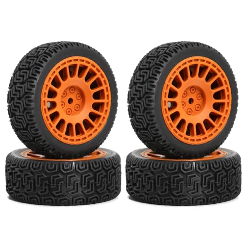 Bamberg 4 Stück 68 mm Rallye-Reifen Gummireifen Radreifen für XV01 XV02 TT01 TT02 PTG-2 1/10 RC Rennwagen Upgrade Teile Orange von Bamberg