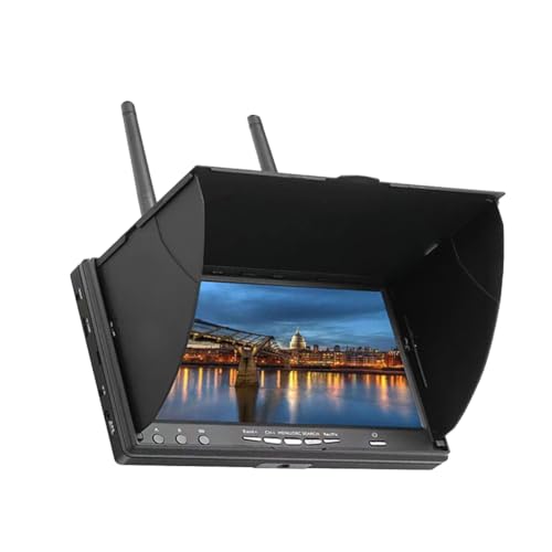 Bamberg 5,8G FPV DVR-Monitor, 7-LCD-Bildschirm 800 X 480, 40 Kanäle, LCD5802D, Eingebauter Dual-Receiver für RC FPV Drone Quadcopter, Einfache Installation, Einfach zu Bedienen, EU-Stecker von Bamberg