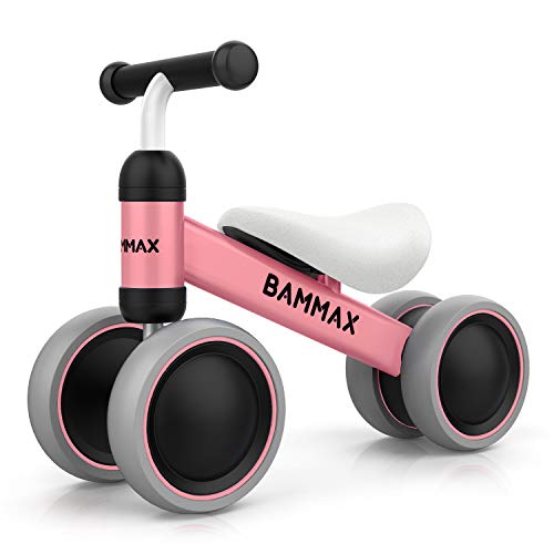 Bammax Kinder Laufrad Lauflernrad Balance Fahrrad ohne Pedale Dreirad Spielzeug für ab 1 Jahr, Erstes Baby Laufrad für Jungen Mädchen, Rosa von Bammax