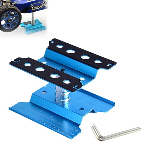 Bamyli RC Car Aluminium Reparatur Workstation, RC Car Mini Klinken Ständer mit Schraubablage 360° Drehung, RC Auto Ständer 1/8 1/10 1/12 1/16 für Traxxas Axial Arrma Redcat Losi Crawler Truck (Blau) von Bamyli