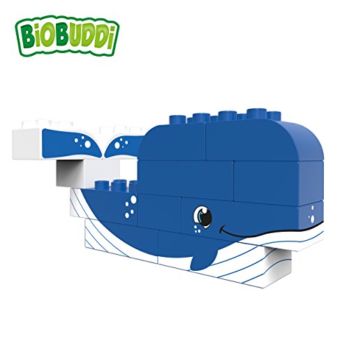 BIOBUDDI Wilde Tiere | Wal & Robbe im Meer, 12 Teile, 100% kompatibel mit Lego & duplo, klimaneutral hergestellt in EU (Niederlande), 97% Bioplastik, BB-0101 von BIOBUDDI