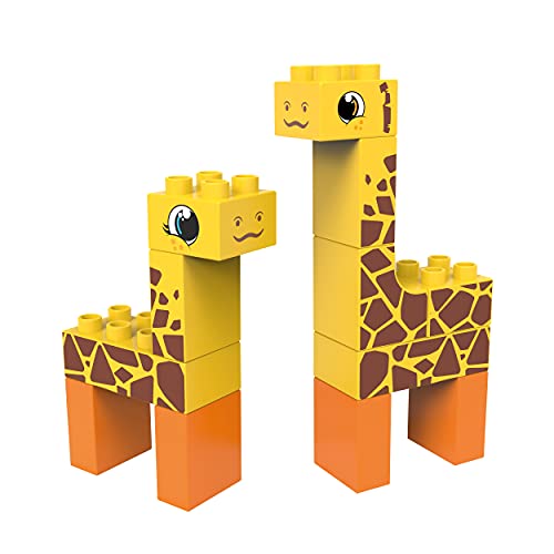 BIOBUDDI Wilde Tiere | Giraffe mit Baby in der Steppe, 14 Teile, 100% kompatibel mit Lego & duplo, klimaneutral hergestellt in EU (Niederlande), 97% Bioplastik, BB-0103 von BIOBUDDI