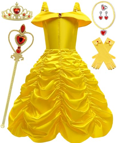 BanKids Mädchen Kostüme Karneval Belle Kostüm Prinzessin Kleid Cosplay Kostüm Kinder Halloween Party 3-4 Jahre(110,E39) von BanKids