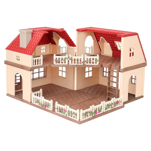 Family Cozy Cabin Doll House Playset, Puppenhaus-Möbel und Zubehör, Puppenhäuser, Hüttensimulationsspiel für Kinder, Jungen und Mädchen von BananMelonBM