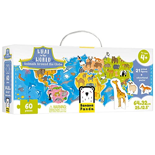 Banana Panda 33663 What World-Animals Around The Globe Puzzle, zuordnungsaktivität, Spiel, Mehrfarbig, Large von Banana Panda