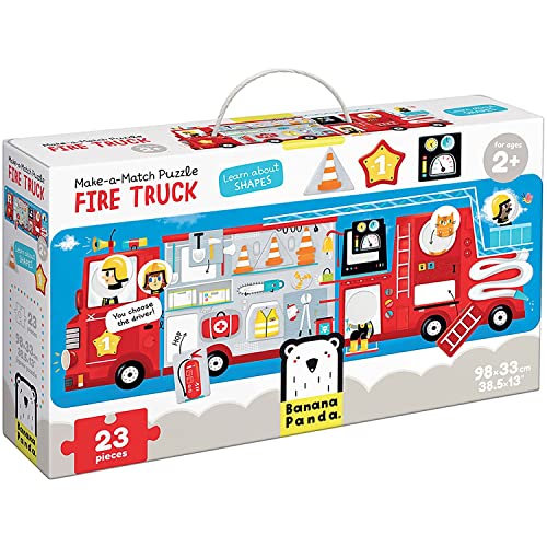 Banana Panda 49044 Make-A-Match Fire Truck, Shapes Puzzle, zuordnungsaktivität, Spiel, Mehrfarbig/Meereswellen (Ocean Tides) von Banana Panda