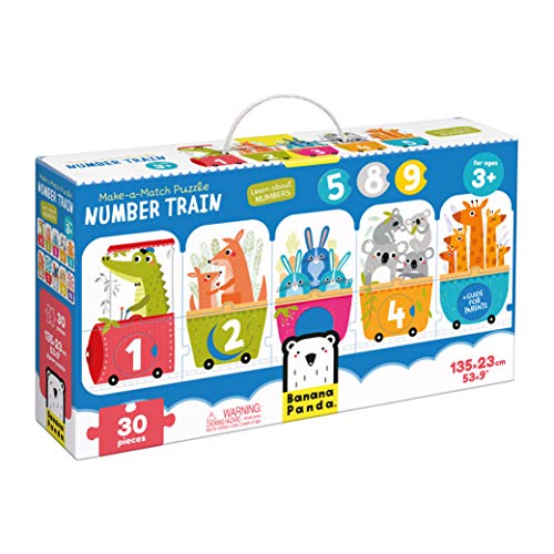 Banana Panda - Make-a-Match Puzzle Number Train - enthält 30 große Teile zum Lernen von Zahlen und Farben sowie eine Anleitung für Eltern mit kreativen Spielideen, für Kinder ab 3 Jahren und älter von Banana Panda