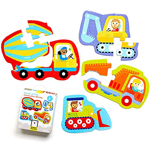 Banana Panda - Hands at Play Construction Vehicles - Puzzleset mit 4 großen Puzzles mit steigender Teilezahl für Kinder ab 2 Jahren von Banana Panda