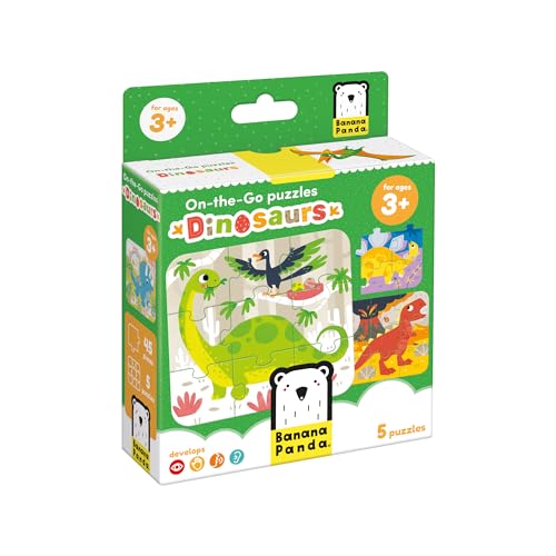 Banana Panda On-The-Go Puzzle Dinosaurier 3+ - FÜNF Puzzles mit 9 Teilen - Lustiges Dino-Puzzle-Spielzeug von Banana Panda