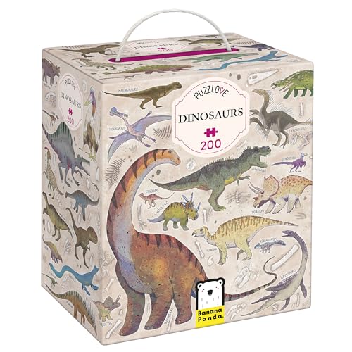 Puzzlove Dinosaurs 200 Teile Lernpuzzle für Kinder 7+, Bodenpuzzle Dinosaurier von Banana Panda