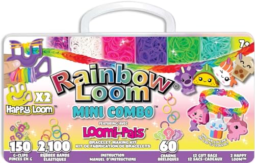 BANDAI - Rainbow Loom Mini Combo Set Loomi Pals – Armbandherstellung Set - Kreatives Hobby - Enthält 2100 Gummibänder und 60 Tiercharms - Patentiertes Kit - Spielzeug für Kinder ab 7 Jahren - CD0093 von BANDAI