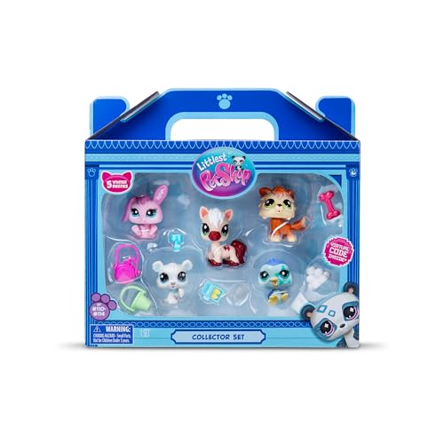 BANDAI - Littlest Pet Shop - Sammler-Set Winterberg-Thema 5 Tiere und Zubehör - Offizielle Lizenz Pet Shop - Spielzeugset mit niedlichen Mini-Tierfiguren - Spielzeug für Kinder ab 4 Jahren - BF00573 von BANDAI