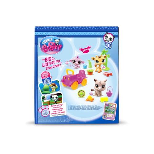 BANDAI - Littlest Pet Shop - Pack Safari - 3 Tiere und Zubehör - Offizielle Lizenz - Süßes Tierfiguren-Spielset - Miniaturtierfiguren - Spielzeug für Kinder ab 3 Jahren - BF00524 von BANDAI