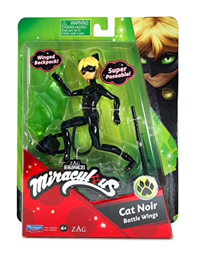 BANDAI Miraculous: Tales of Ladybug and Cat Noir Kleine Katze Noir Puppe | 12 cm Miraculous Cat Noir Puppe mit Zubehör | Adrien Superheld Cat Noir Spielzeug | Miraculous Toys Miraculous Dolls Range von BANDAI