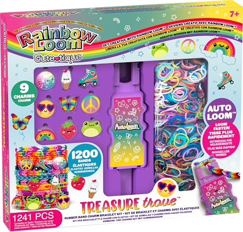 Bandai Rainbow Loom Cute Tique – Box zur automatischen Herstellung von elastischen Armbändern – Kreativset – enthält 1200 Gummibänder, Auto-Loom und Zubehör – Sortiment – Spielzeug für Kinder ab 7 Bandai Rainbow Loom Cute Tique – Box zur automatischen Herstellung von elastischen Armbändern – Kreativset – enthält 1200 Gummibänder, Auto-Loom und Zubehör – Sortiment – Spielzeug für Kinder ab 7 von BANDAI