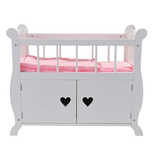 Bandits & Angels Puppenbett Sweetheart aus Holz mit Schrank weiß – Puppenbett aus Holz – geeignet für Puppen bis 46 cm – inklusive Bettwäsche – Puppenbett – Puppenmöbel von Bandits & Angels