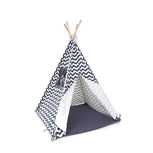 Bandits & Angels Tipi-Spielzelt Indian Blue für Jungen und Mädchen ab 3 Jahren – Blaues Spielzelt für drinnen und draußen – Tipi-Zelt – 100% Baumwolle – Spielzelt für Kinder von Bandits & Angels