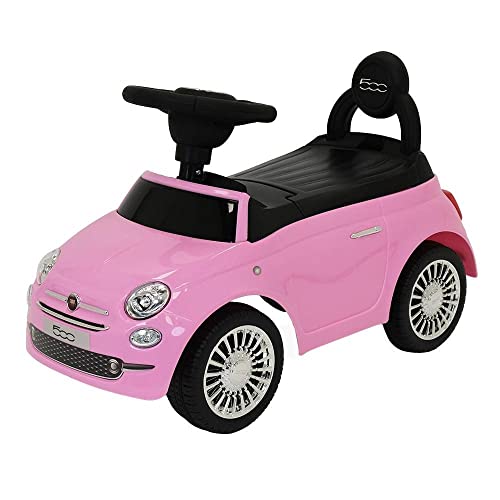 Bandits & Angels Rutschauto FIAT 500 Retro Pink ab 1 Jahr für Mädchen – Rosa Rutschauto für Kinder – mit Hupe – für drinnen und draußen von Bandits & Angels