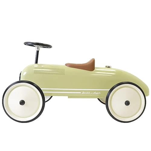 Bandits & Angels Metall Rutschauto Oldtimer Retro Grün ab 1 Jahr für Jungen und Mädchen – Laufauto für Kinder Retro Green – für drinnen und draußen von Bandits & Angels