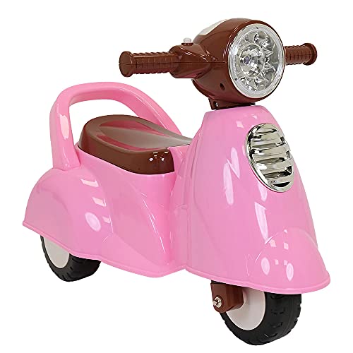 Bandits & Angels Riding Car Scooter Retro ab 1 Jahr für Mädchen Pink – Laufroller mit Hupe – für drinnen und draußen – mit Stauraum von Bandits & Angels