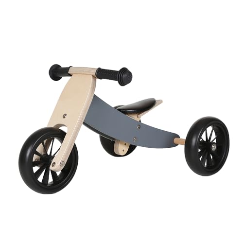 Bandits & Angels Smart Bike Laufrad Holz 4-in-1 Grau ab 1 Jahr – Für Jungen und Mädchen – Laufrad aus Holz – Umkehrbar in Dreirad und Zweirad – Verstellbarer Sattel von Bandits & Angels