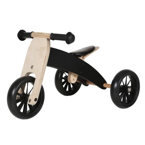 Bandits & Angels Smart Bike Laufrad Holz 4-in-1 Schwarz ab 1 Jahr – Für Jungen und Mädchen – Laufrad aus Holz – Umkehrbar in Dreirad und Zweirad – Verstellbarer Sattel von Bandits & Angels