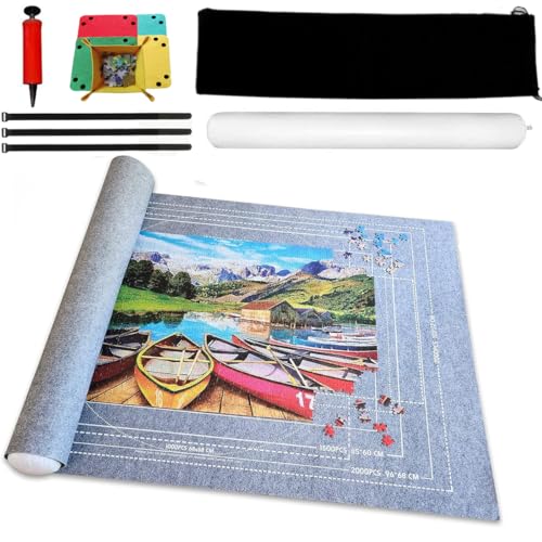 BangShou Puzzlematte Professionelle Puzzlerolle Puzzle Pad Felt Mat für 1000/1500/2000 Puzzles (Grau) von BangShou