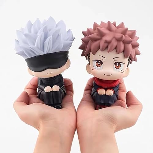 Bankeep Anime Jujutsu Kaisen Figur Q Version 9 cm, Gojo Satoru Look Up Figur PVC Spielzeug Geschenke (Gojo & Itadori Figur) von Bankeep